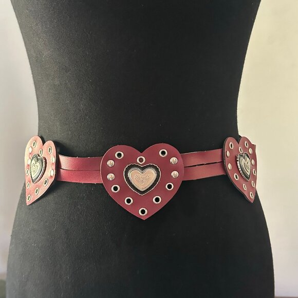 Accessories - Red leather heart shaped belt